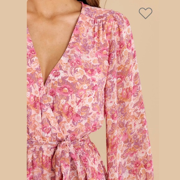 Pink Floral Wrap Style Maxi Dress - Picture 2 of 4